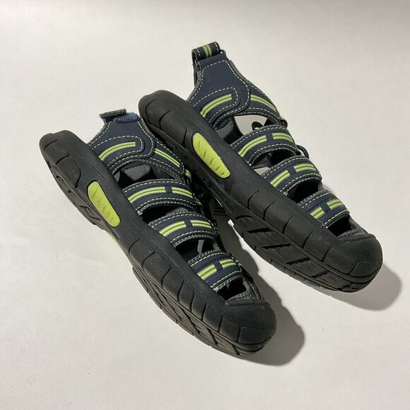 Khombu Sandals Kids Size 2 Gray Green Accents Dillon Breathable Closed Toe - Picture 5 of 11